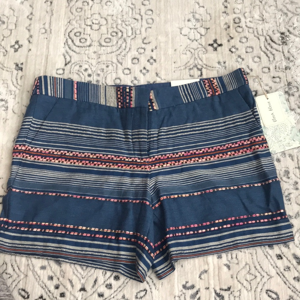 New denim blue striped shorts